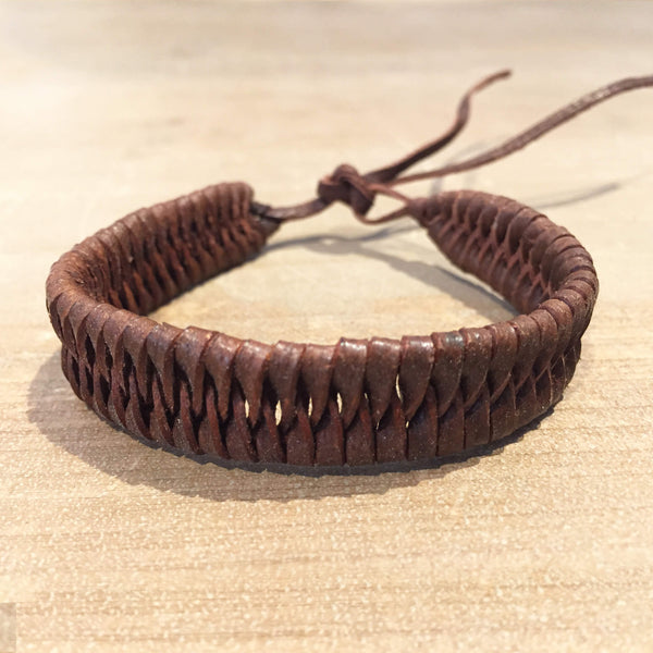 Brown Plaited Leather Band