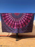 Extra Large Cotton Throw with Purple Mandala Pattern