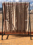 Extra Large Cotton Throw with tassels in Brown and cream stripe pattern