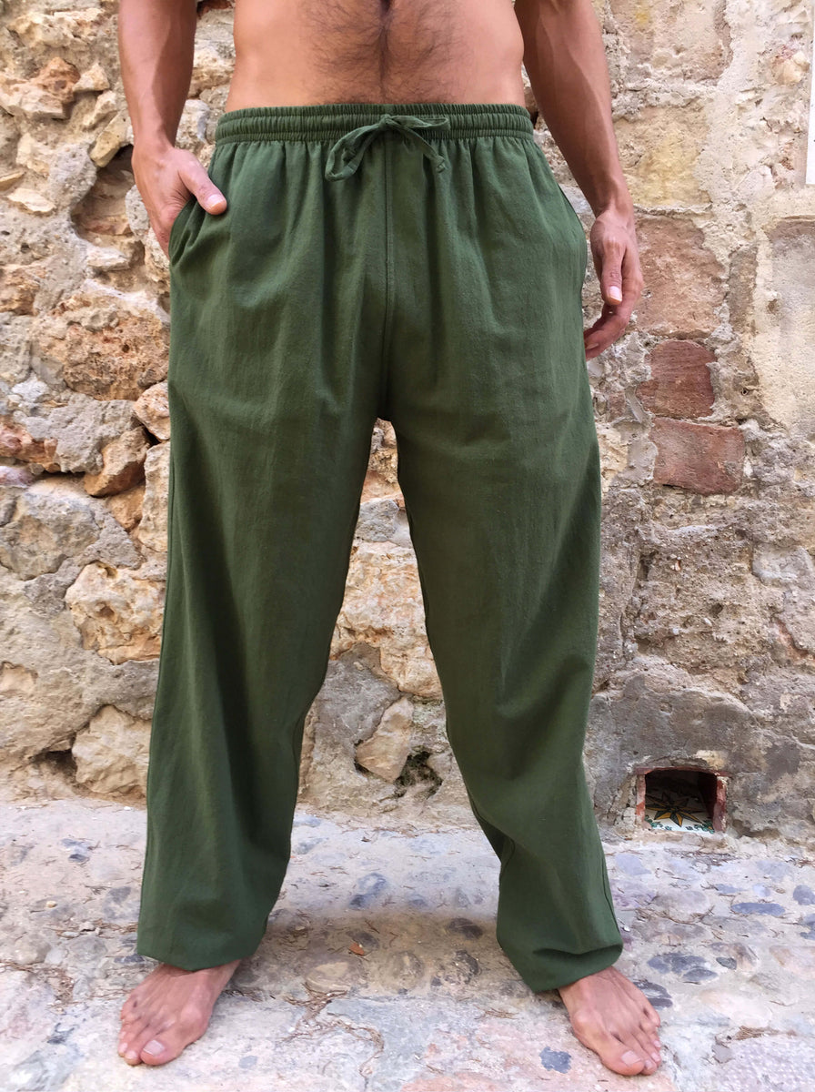 Cotton Drawstring pants with Olive Line Pattern – Bindi Designs