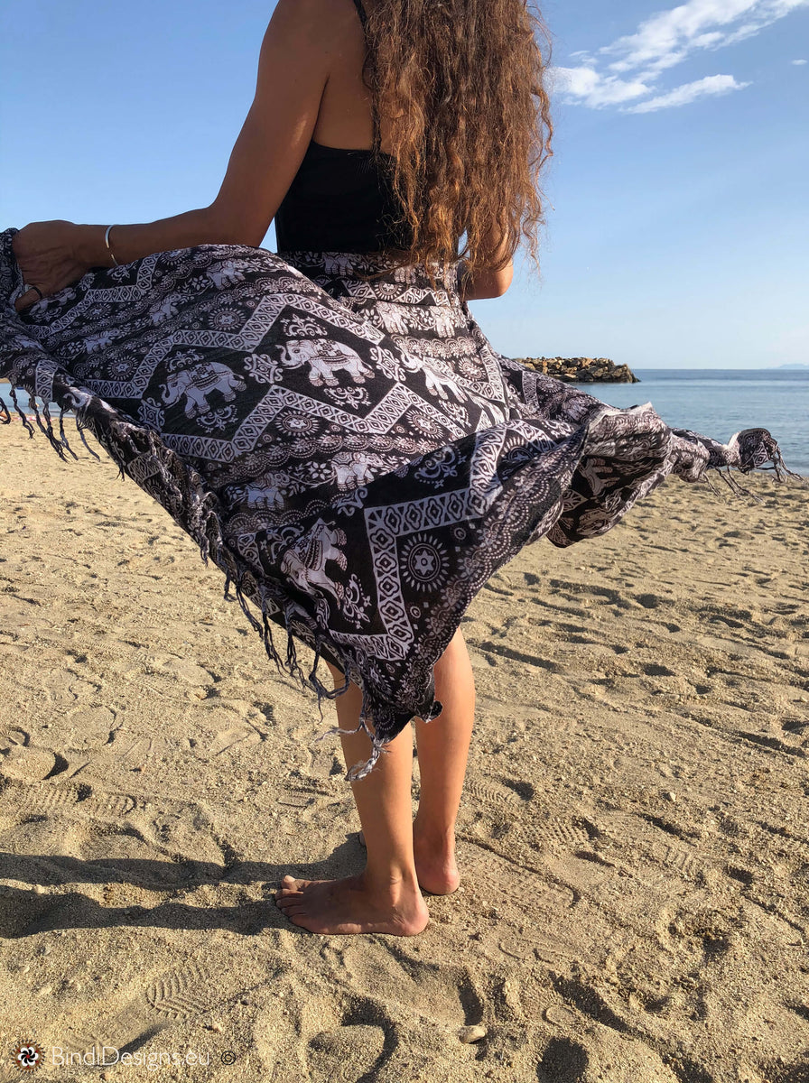 Sarong Wrap, Elephant Print, Bathing suit Cover Up