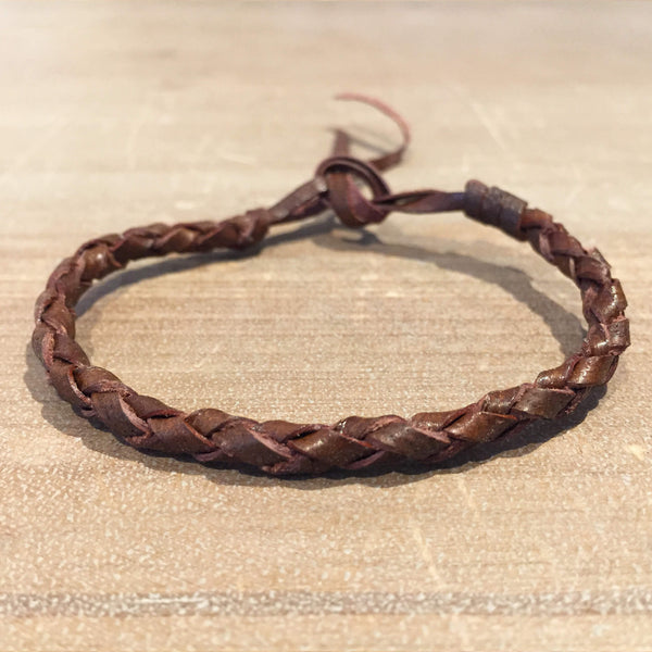 Plaited Brown Leather Bracelet