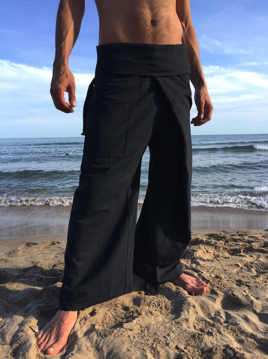 Thai Fisherman Pants Black Pinstripe XL - Seconds – Bindi Designs