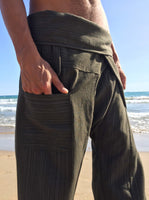 Thai Fisherman Pants Olive Green Pinstripe