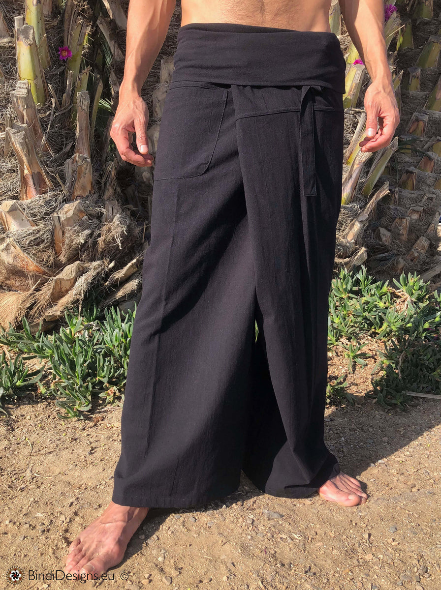 Thai Fisherman Pants' - Striped Black