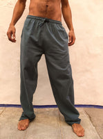 Dusty Blue Cotton Drawstring Pants