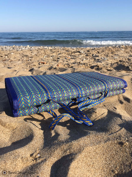 Fold Up Beach Mat Blue
