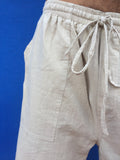 Long Drawstring Shorts Natural Cotton