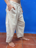 Long Drawstring Shorts Natural Cotton