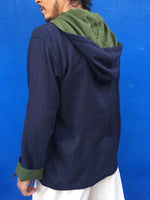 Long Sleeve Hooded Top Midnight Blue with Olive