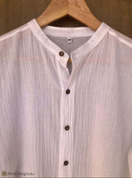 Light Cotton Shirt with Coconut Buttons White