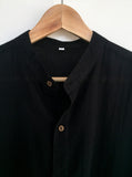 Coconut Button Light Cotton Shirt in Black