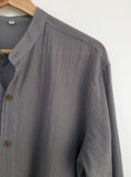 Coconut Button Light Cotton Shirt in Stone Grey