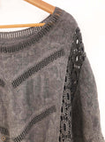 Embroidered Batwing Top in Grey