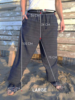 Cotton Drawstring pants with Dark Blue Line Pattern