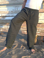 Cotton Drawstring pants in Grey Pinstripe Pattern