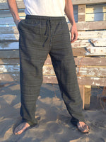 Cotton Drawstring pants in Grey Pinstripe Pattern