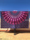 Extra Large Cotton Throw with Purple Mandala Pattern