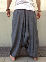 Gray Line Pattern Samurai Pants