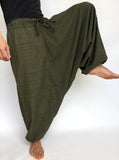 Green Line Pattern Samurai Pants - Seconds