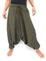 Green Line Pattern Samurai Pants