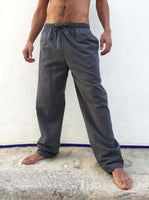 Grey Cotton Drawstring Pants