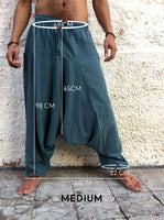 Harem Pants Cotton with Pockets Dusty Blue