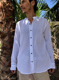 Light Cotton Shirt with Coconut Buttons White