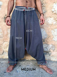 Low Crotch Cotton Pants with Pockets Grey