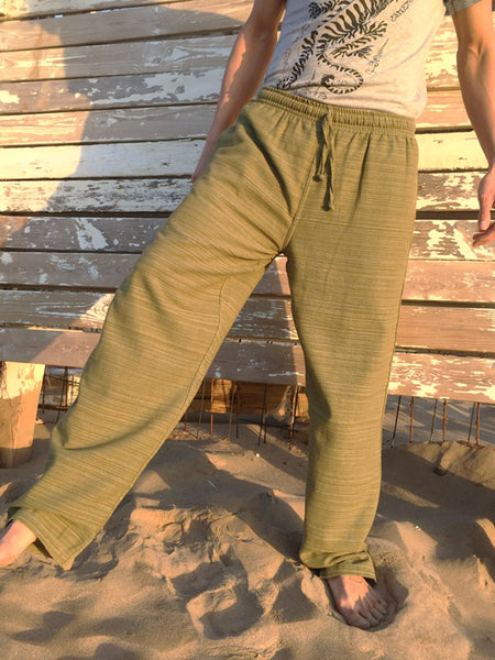 Cotton Drawstring pants with Olive Line Pattern – Bindi Designs