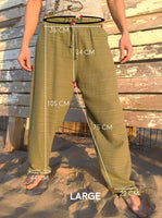 Cotton Drawstring pants with Olive Line Pattern
