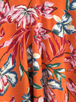 Orange Floral Print Kaftan Dress