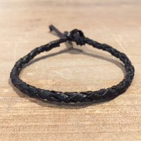 Plaited Black Leather Bracelet
