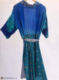 Sari Silk Kimono Robe Blue Tones