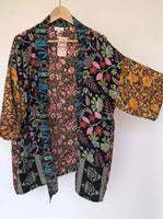 Short Kimono Patchwork Sari Floral Jacket