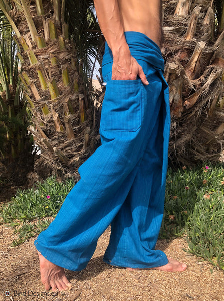 Thai Fisherman Pants Bright Blue Pinstripe – Bindi Designs