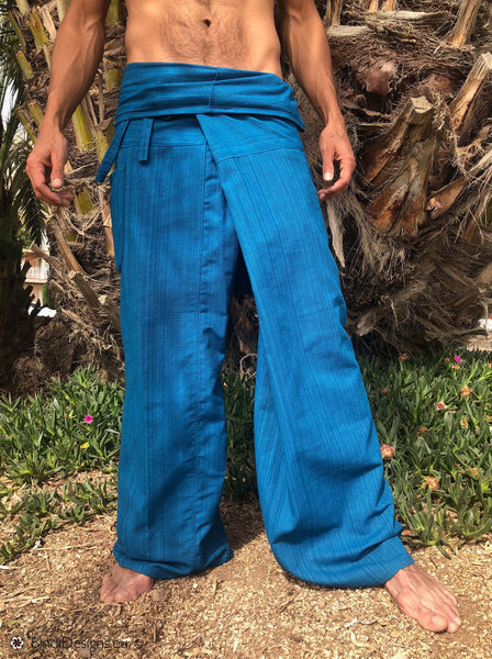 Thai Fisherman Pants Bright Blue Pinstripe - Main Image
