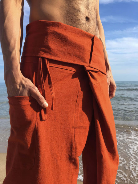 Thai Fisherman Pants Muang Cotton Dark Orange XLong - Seconds