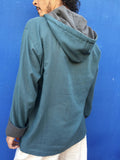 Long Sleeve Hooded Top Blue with Grey