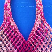 Thai Hand Woven Hyacinth Bag, Pink